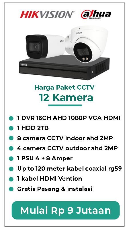 Paket 12 Kamera CCTV Dahua Non Audio