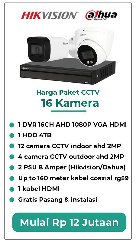 Paket 16 Kamera CCTV Hikvision Non Audio