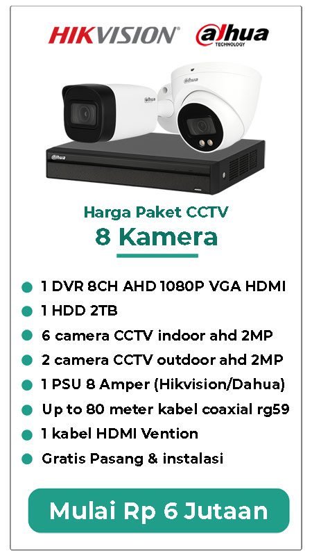 Paket 8 Kamera CCTV Hikvision Non Audio